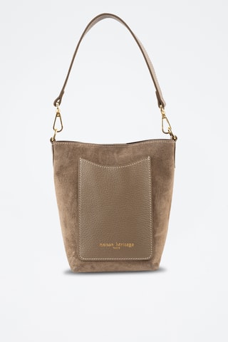Borsa a secchiello in pelle - Taupe