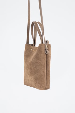 Borsa a mano in pelle scamosciata  - Taupe