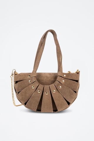 Borsa a spalla in pelle scamosciata  - Taupe