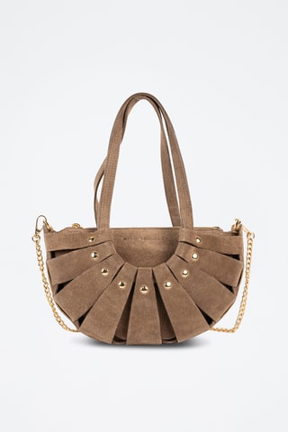 Borsa a spalla in pelle scamosciata  - Taupe