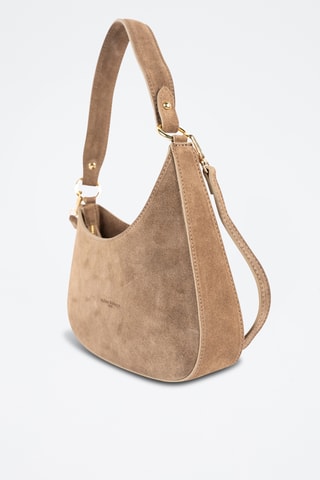 Borsa a spalla in pelle scamosciata  - Taupe