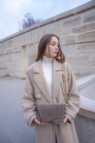 Borsa a tracolla in pelle scamosciata  - Taupe