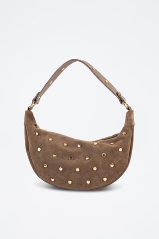Borsa a spalla in pelle scamosciata  - Taupe