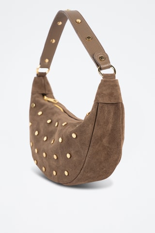 Borsa a spalla in pelle scamosciata  - Taupe