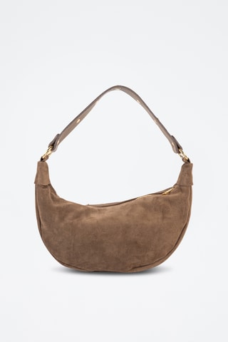 Borsa a spalla in pelle scamosciata  - Taupe