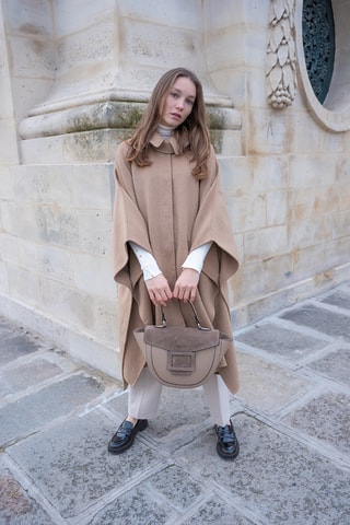 Borsa a mano in pelle scamosciata  - Taupe