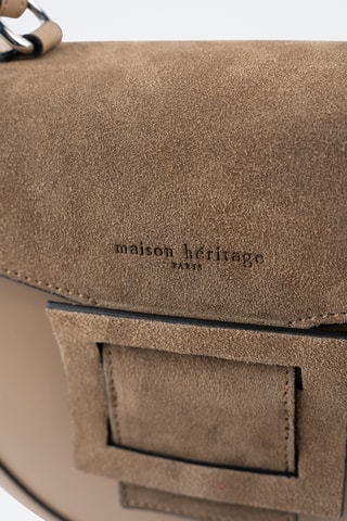 Borsa a mano in pelle scamosciata  - Taupe