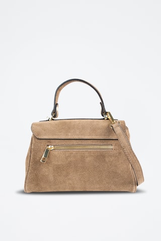 Borsa a mano in pelle scamosciata  - Taupe