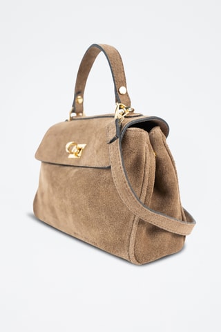 Borsa a mano in pelle scamosciata  - Taupe