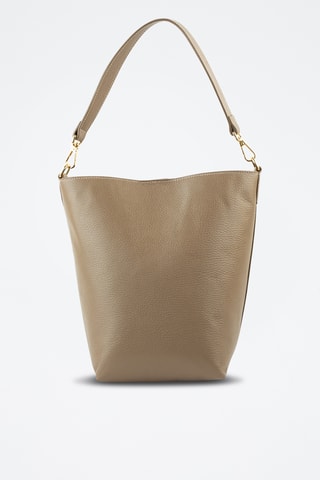 Borsa a spalla in pelle scamosciata  - Taupe