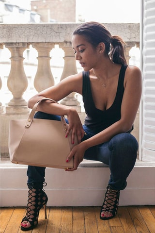 Borsa a mano in pelle Parl - Beige