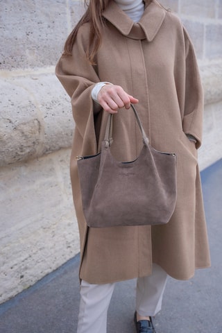 Borsa a spalla in pelle scamosciata - Taupe