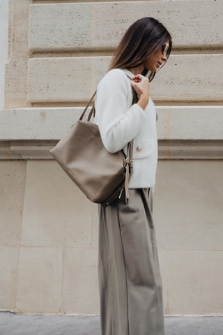 Borsa a spalla in pelle Toki - Taupe