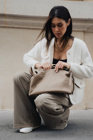 Borsa a spalla in pelle Toki - Taupe