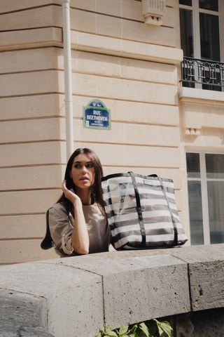 Borsa a spalla Tempo - Bianco e nero