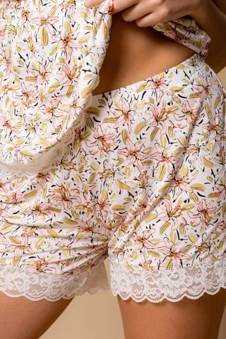 Pyjamashort Vaya - Wit en Beige