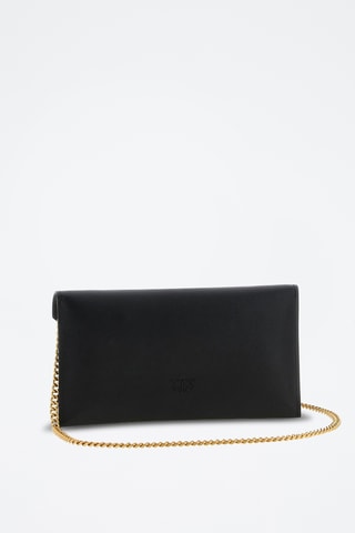 Leren Clutch Flat Mini - Zwart