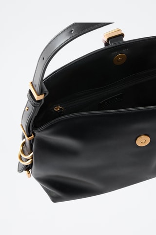 Leren Handtas Saddle Small - Zwart