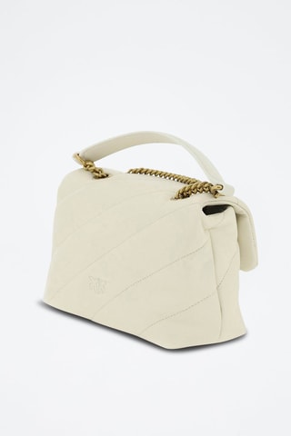 Schapenleren Schoudertas - Ecru en Goudkleurig - Pinko - Wit en goudkleurig