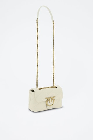Schapenleren Schoudertas - Ecru en Goudkleurig - Pinko - Wit en goudkleurig