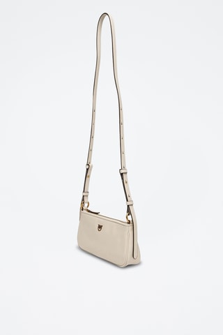 Leren Handtas Half Moon Baguette Mini - Wit