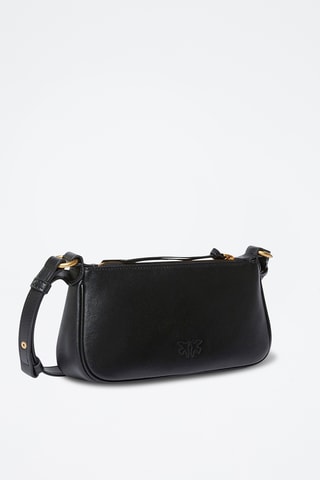 Leren Handtas Half Moon Baguette Mini - Zwart