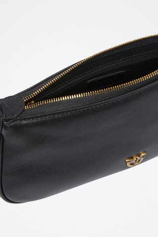 Leren Handtas Half Moon Baguette Mini - Zwart