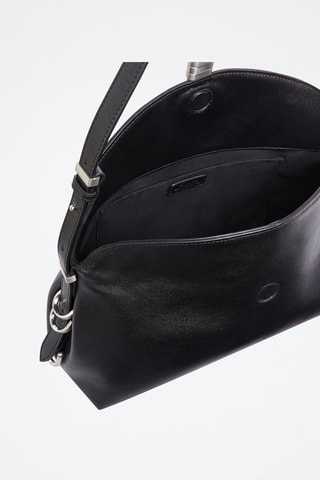 Leren Handtas Saddle Baguette Classic - Zwart