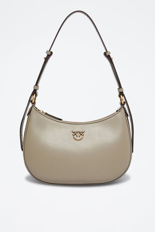 Leren Handtas Half Moon Mini - Taupe