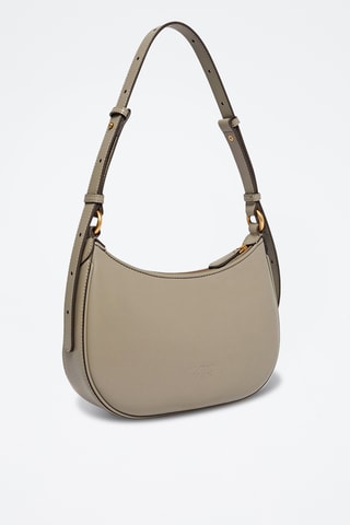 Leren Handtas Half Moon Mini - Taupe