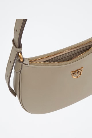 Leren Handtas Half Moon Mini - Taupe