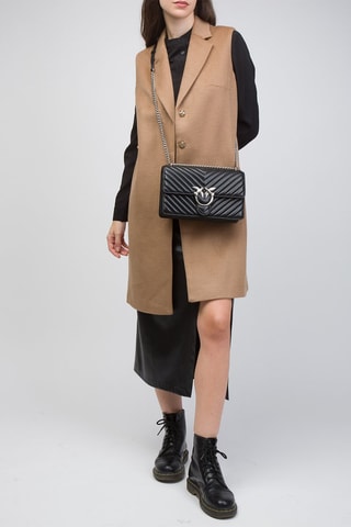 Leren Schoudertas Zwart en Zilverkleurig - Zilverkleurig en zwart