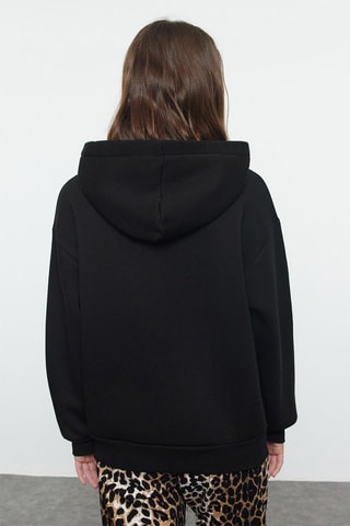 Sudadera regular fit con capucha - Negro