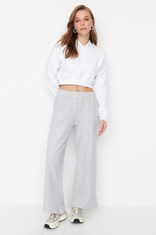 Pantalón wide leg de tiro alto - Gris