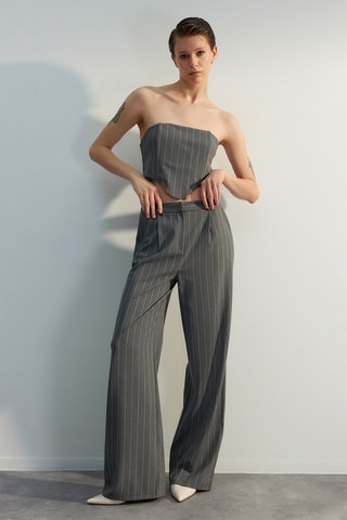 Pantalón palazzo de tiro alto - Gris