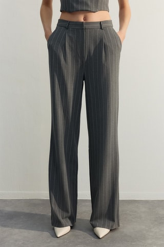 Pantalón palazzo de tiro alto - Gris