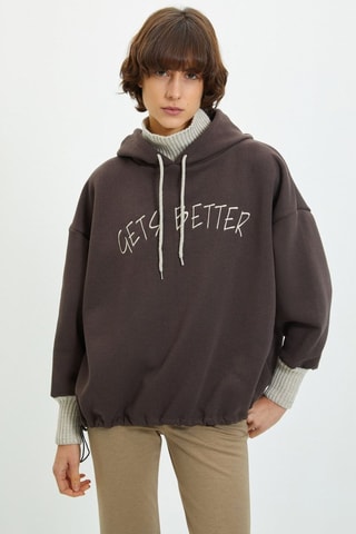 Sudadera con capucha - Beige y marrón