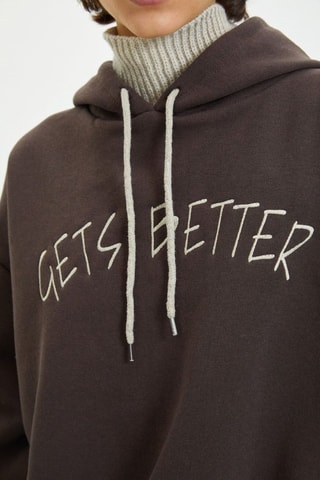 Sudadera con capucha - Beige y marrón