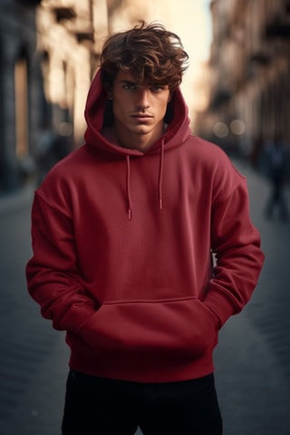 Sudadera oversize con capucha - Burdeos