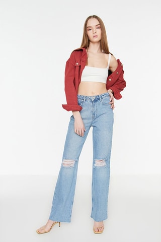 Vaquero bootcut de tiro alto - Azul