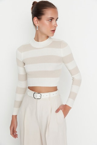 Jersey corto - Blanco y beige