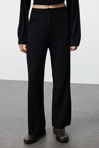 Cárdigan y pantalón de tiro alto - Negro