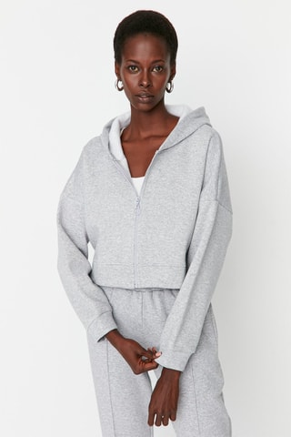 Sudadera corta con capucha - Gris