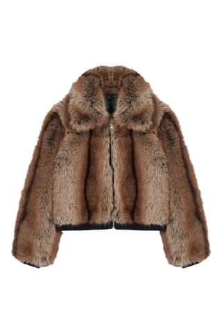 Cazadora de pelo sintético - Marrón