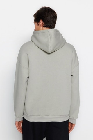 Sudadera polar con capucha - Negro y gris