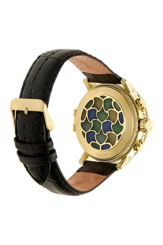 Reloj automático de piel Aura - Negro y dorado