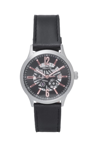 Reloj automático de piel - Negro y plateado