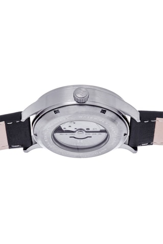 Reloj automático de piel - Negro y plateado