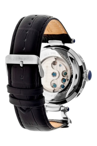 Reloj automático de piel Ganzi - Negro y plateado