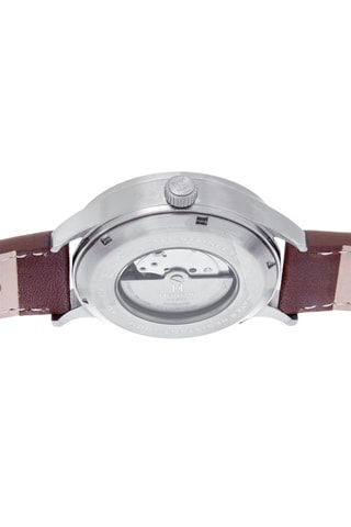 Reloj automático de piel - Marrón y plateado